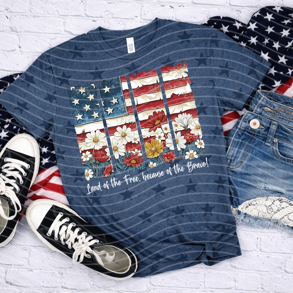 Land of the Free Because of the Brave Graphic Tee