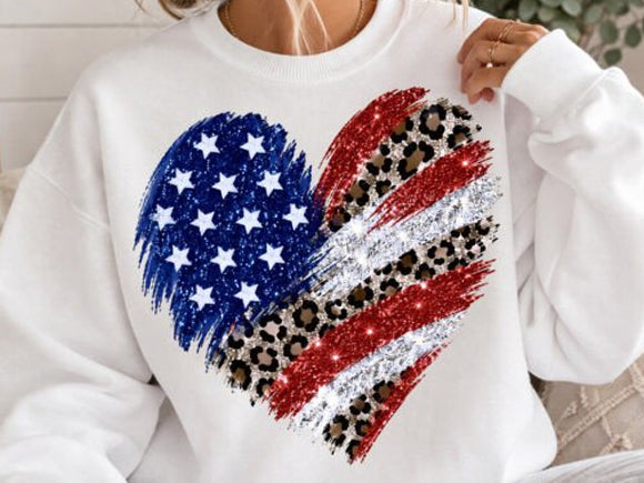Faux Glitter Leopard Heart Graphic Tee