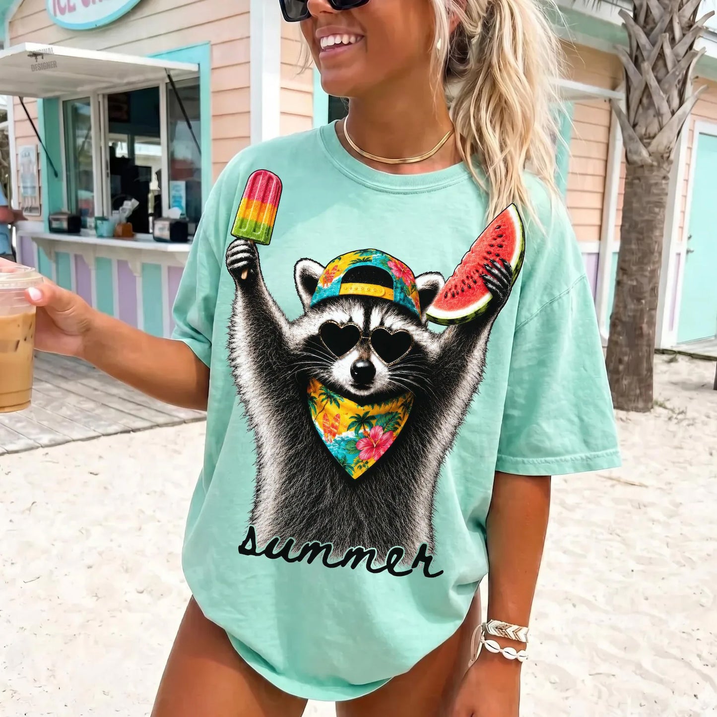 Summer Raccoon Graphic Tee