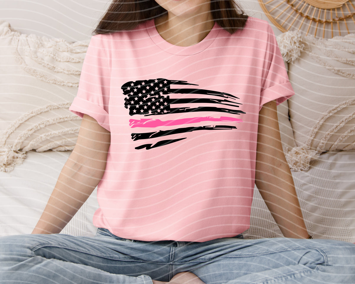 Breast Cancer Awareness Flag Graphic Tee