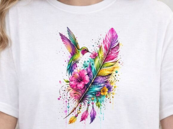 Hummingbird Feather Graphic Tee
