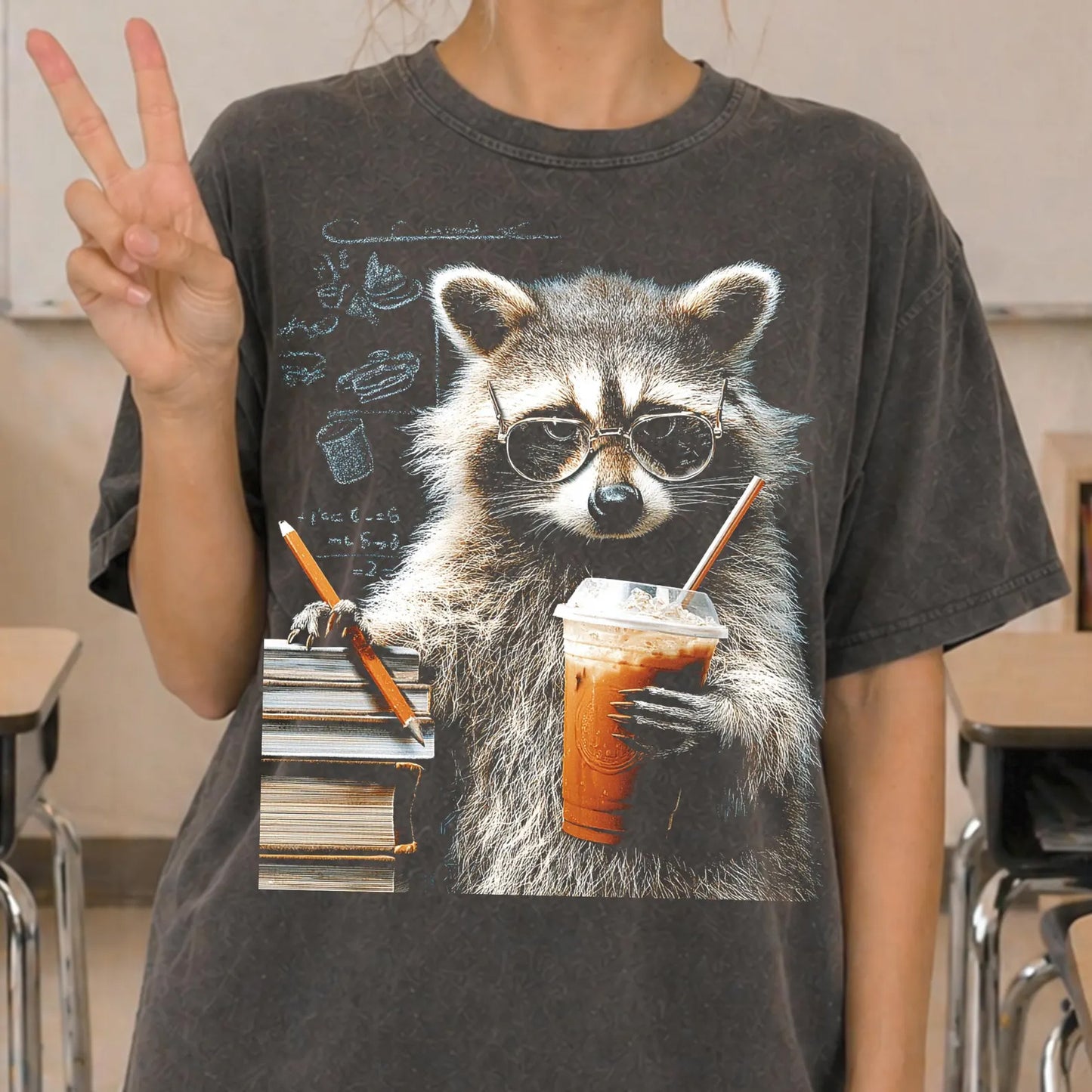 Teacher Raccoon Graphic Tee