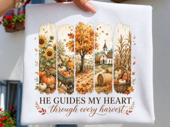 He Guides My Heart Through Every Harvest Graphic Tee