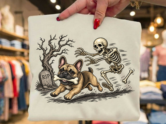 Frenchy Skelly Bones Graphic Tee