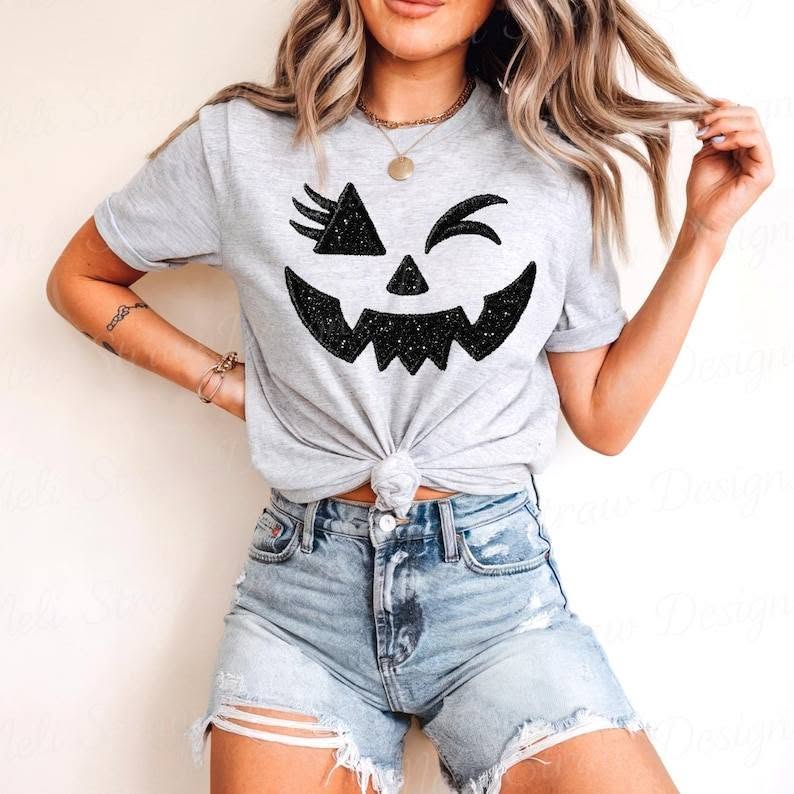 Cute Pumpkin Face Graphic Tee