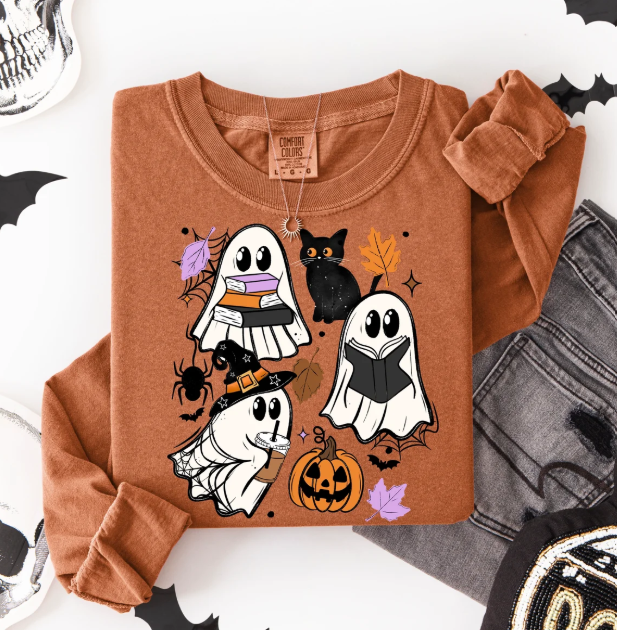 Spooky Reading Ghosts Graphic Tee