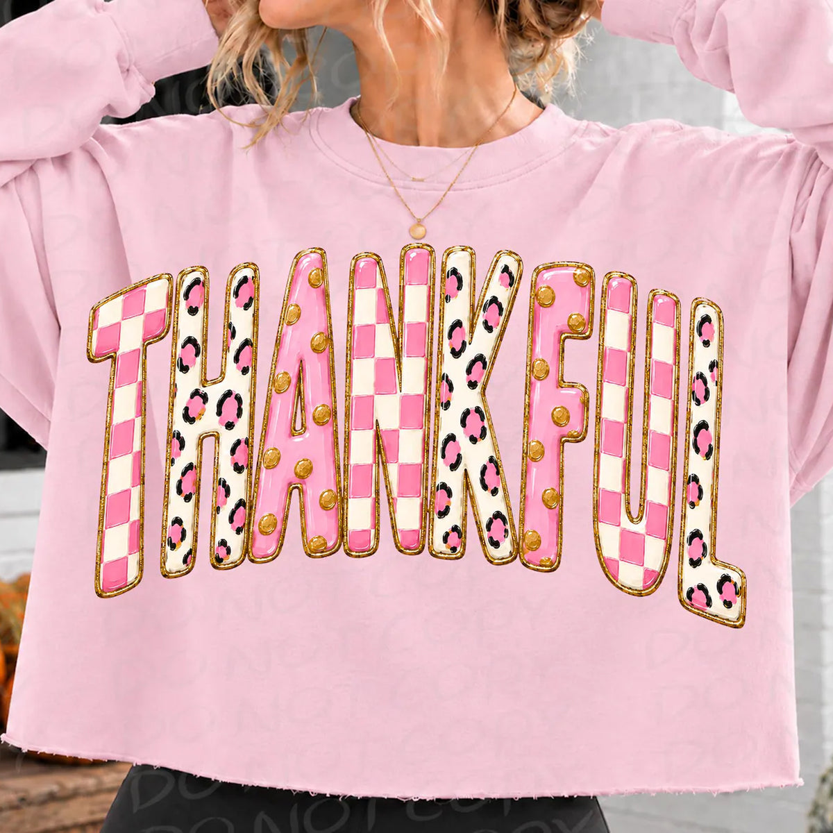 Thankful Pink Leopard Graphic Tee