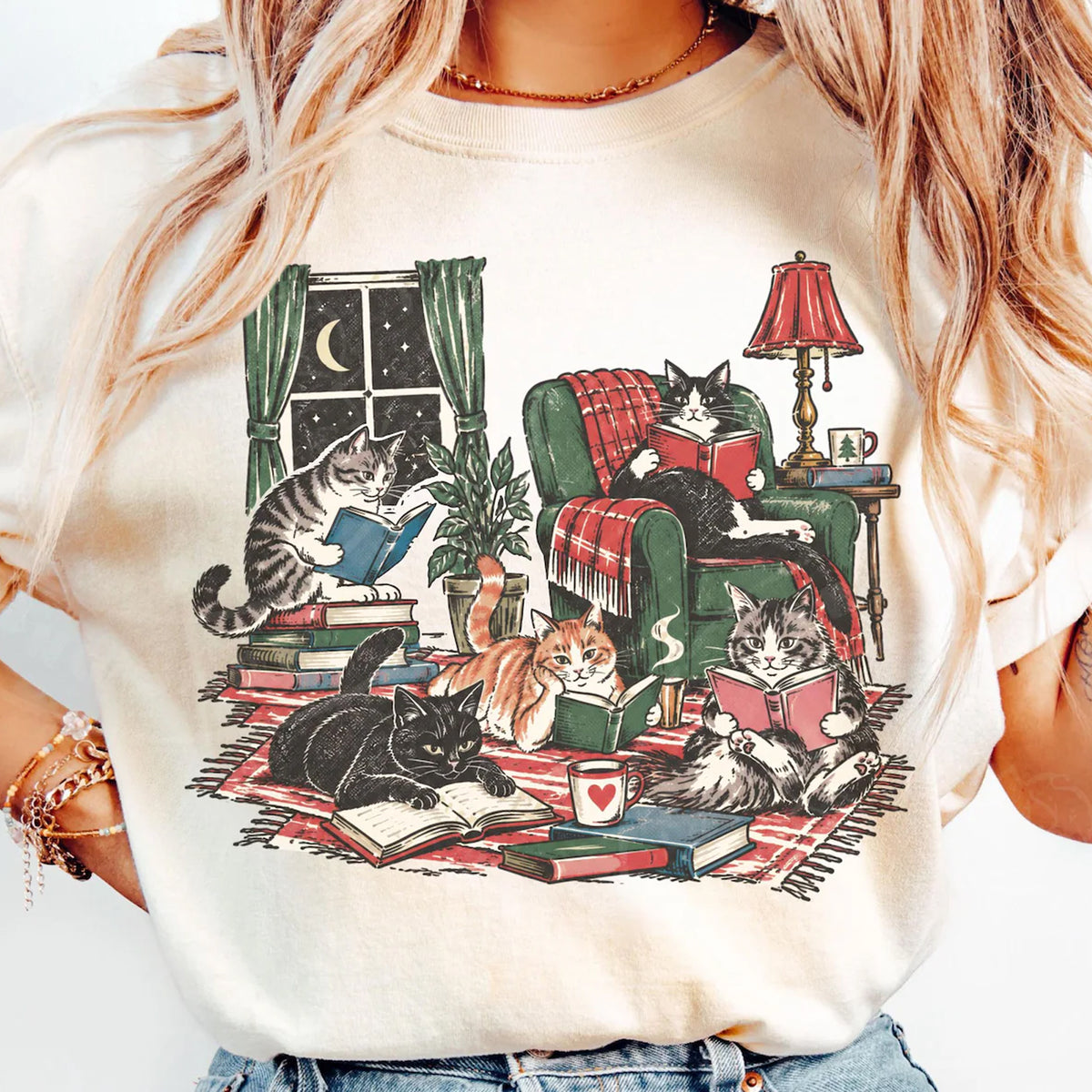 Reading Cats Graphic Tee