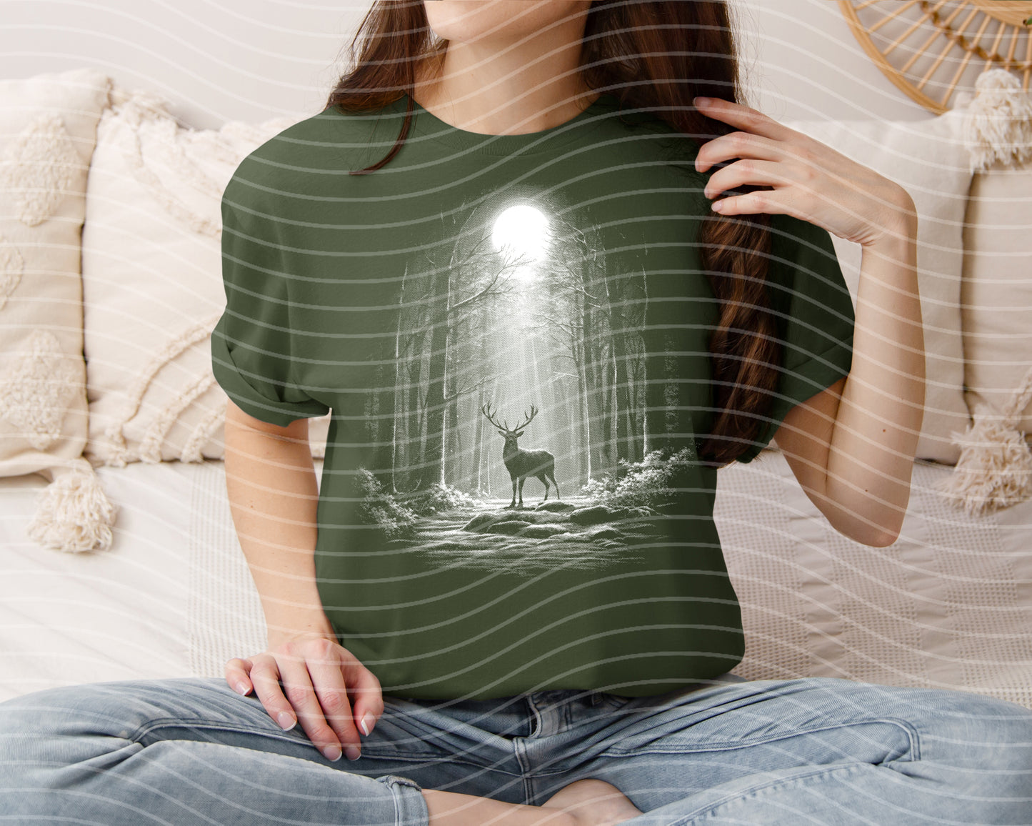 Black and White Deer Graphic Tee