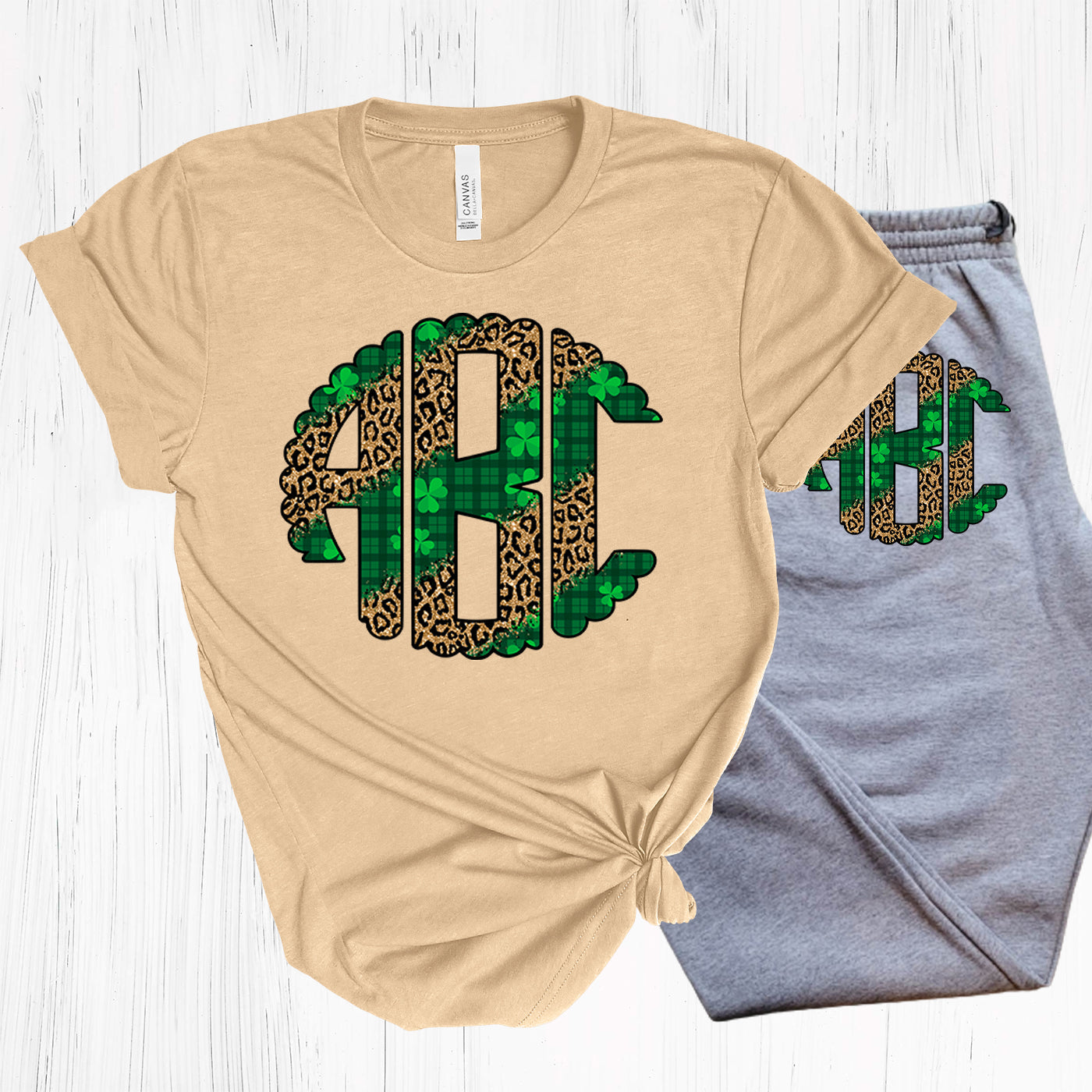 Shamrock Leopard Monogram Graphic Tee Graphic Tee