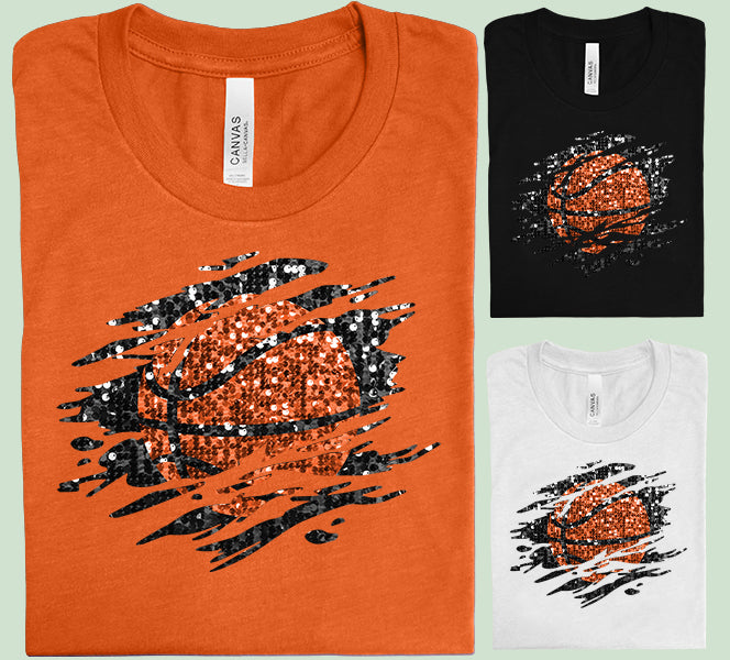 Faux Glitter Basketball Graphic Tee
