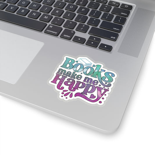 Books Make Me Happy Sticker Bright Colors | Vinyl Sticker | Happy Stickers | Water Bottle Stickers | Laptop Sticker | Planner Stickers