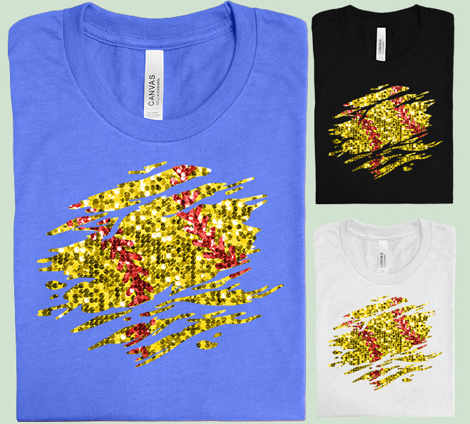 Faux Glitter Softball Graphic Tee