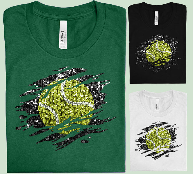 Faux Glitter Tennis Ball Graphic Tee