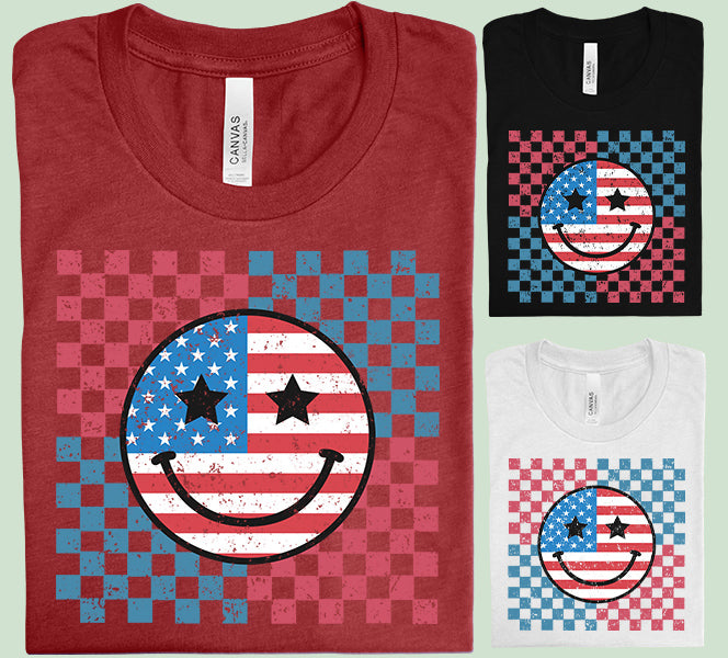 Patriotic Happy Face Graphic Tee