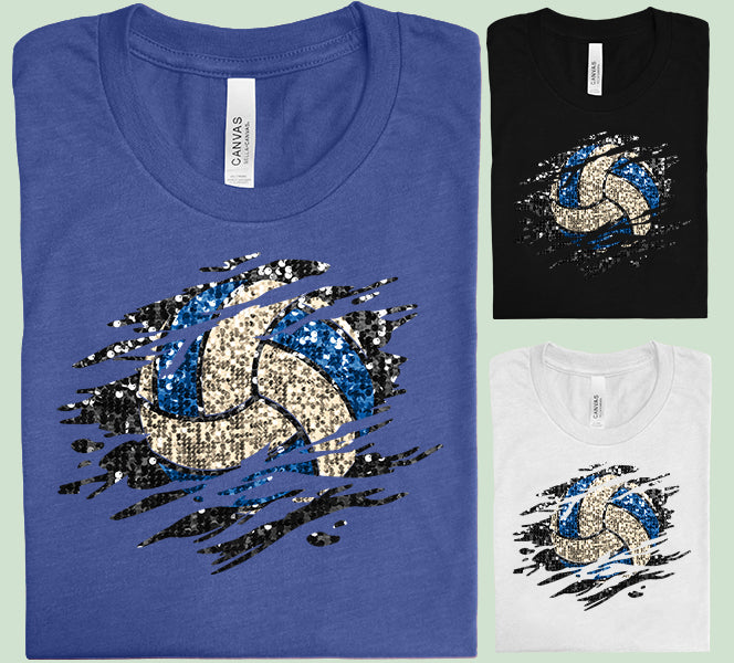 Faux Glitter Volleyball Graphic Tee