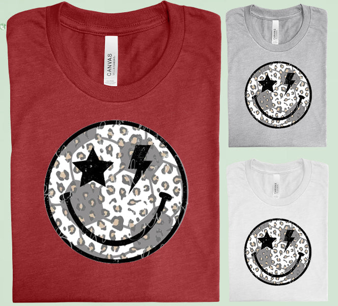 Soccer Leopard Smiley Graphic Tee Graphic Tee