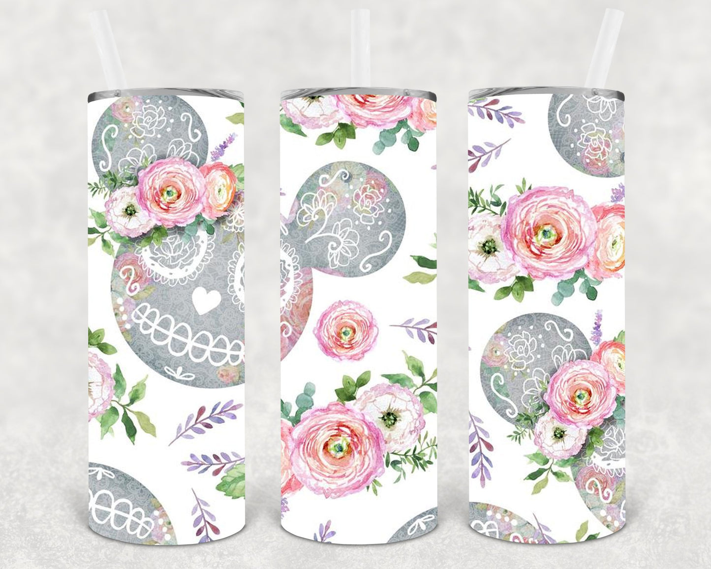 Sugar Skull 20 Oz Skinny Tumbler