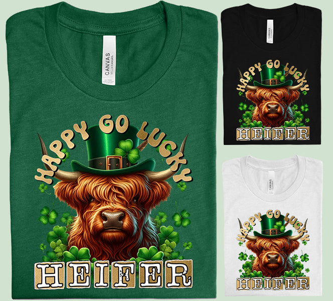 Happy Go Lucky Heifer Graphic Tee