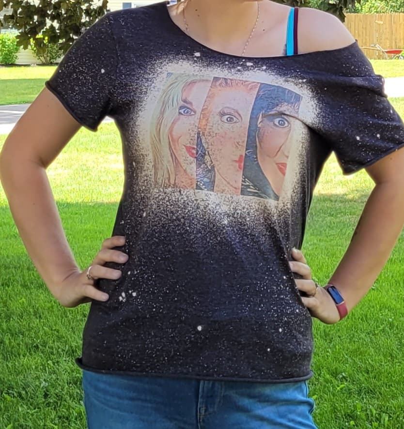 Sisters Bleached Off-Shoulder Graphic Tee Graphic Tee