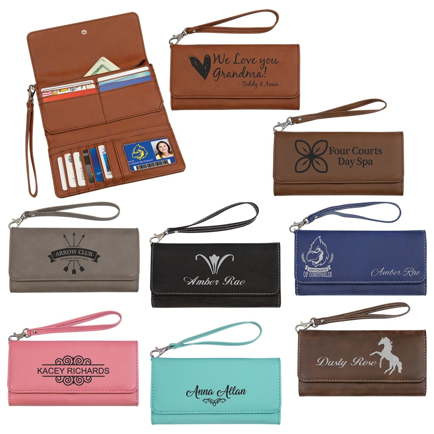 Customized Engraved Leatherette Wallet/clutch Handbags Wallets & Cases