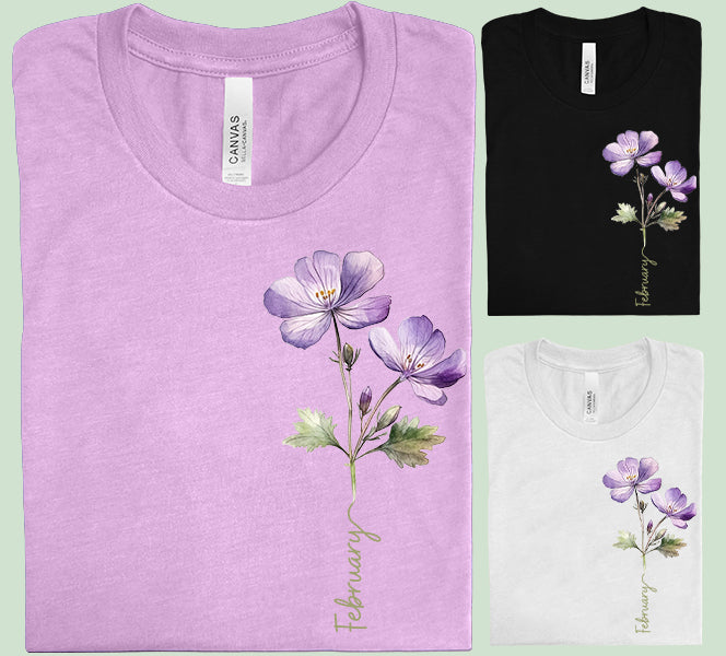 February Birth Flower Graphic Tee