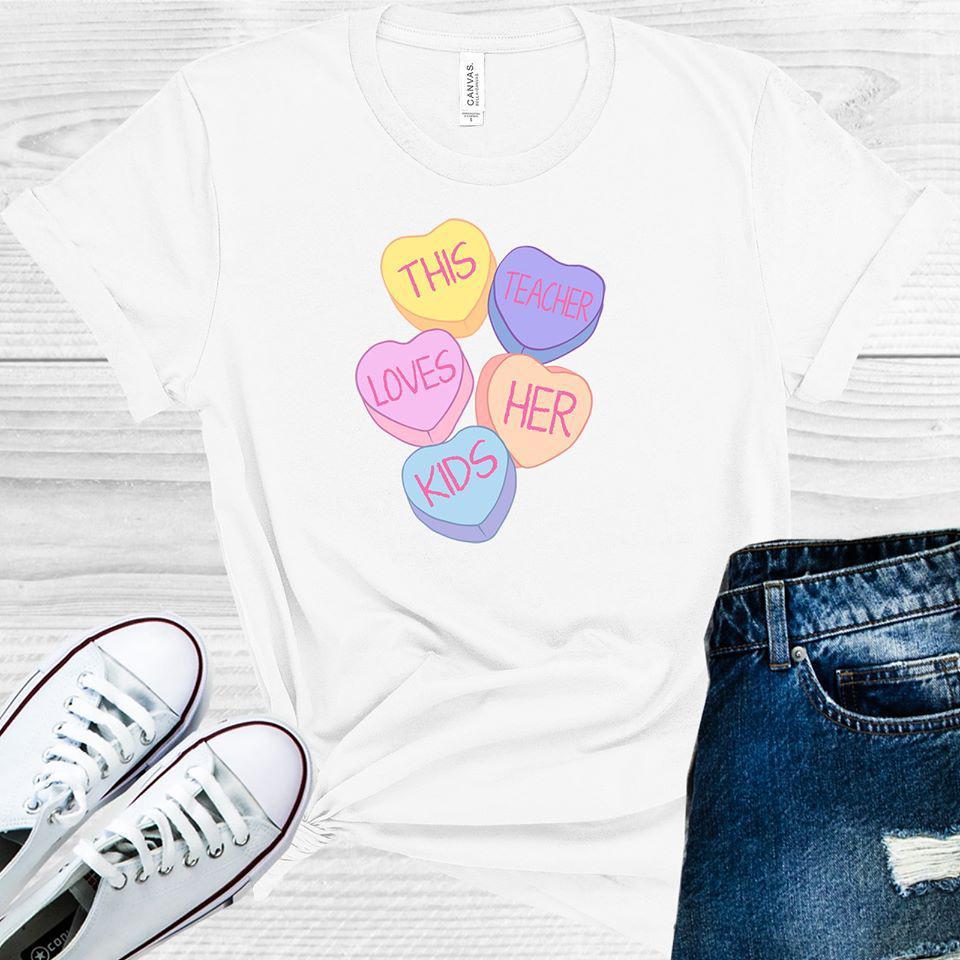 This Teacher Loves Her Kids Conversation Heart Graphic Tee Graphic Tee