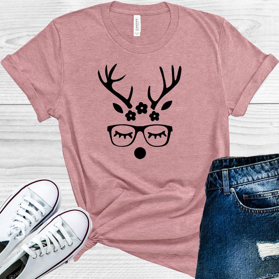 Christmas Nerdy Reindeer Girl Graphic Tee Graphic Tee