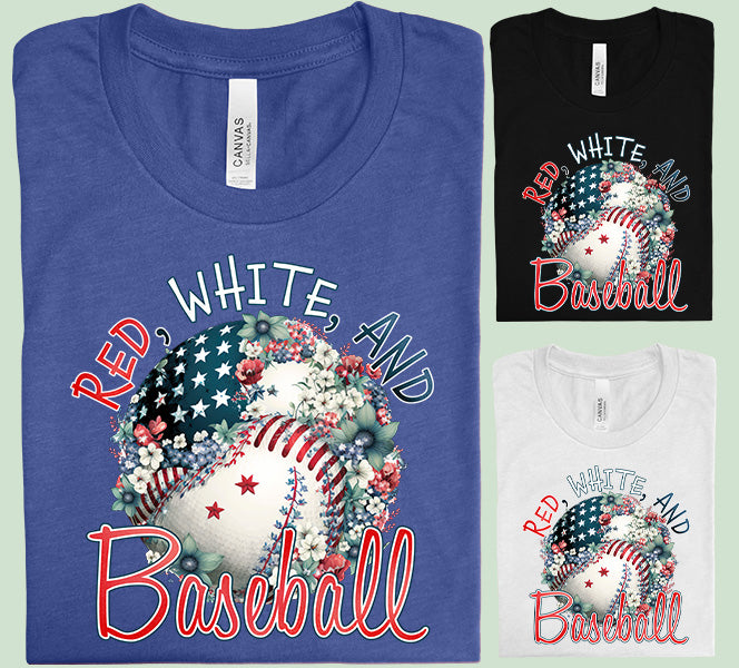 Red White and Baseball Graphic Tee