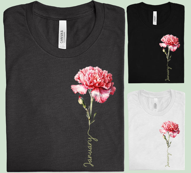 January Birth Flower Graphic Tee