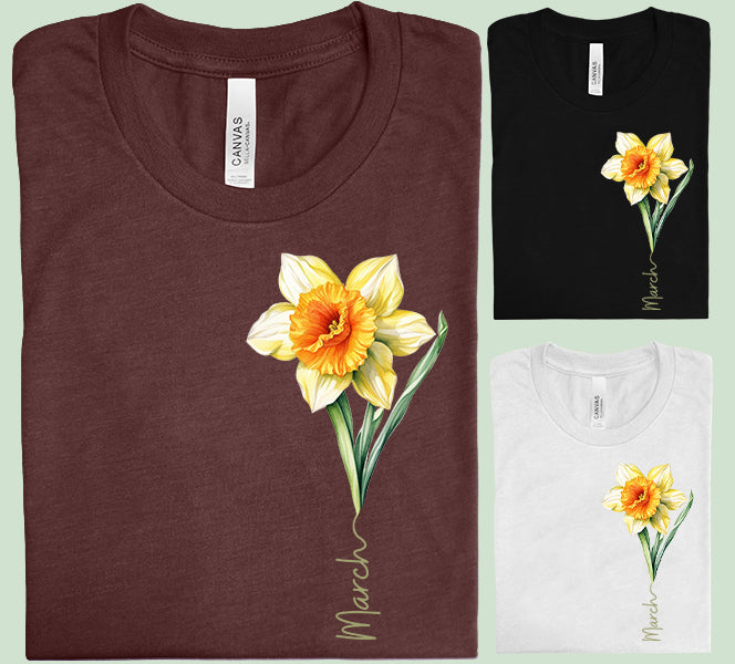 March Birth Flower Graphic Tee