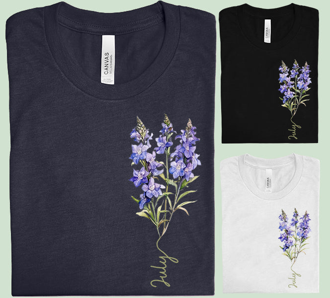 July Birth Flower Graphic Tee