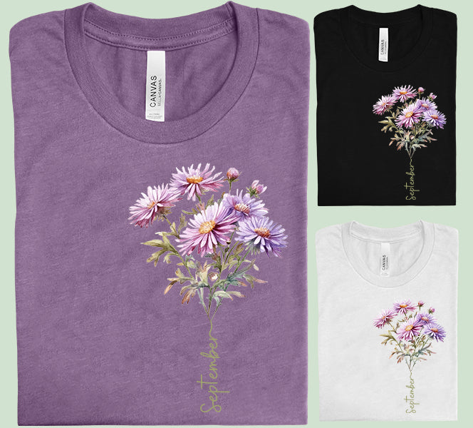 September Birth Flower Graphic Tee