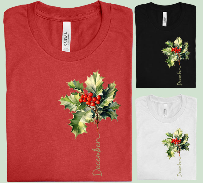 December Birth Flower Graphic Tee