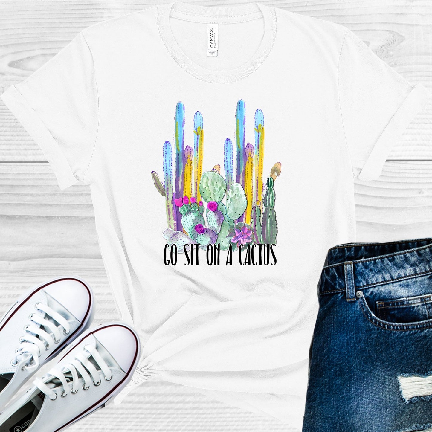 Go Sit On A Cactus Graphic Tee Graphic Tee