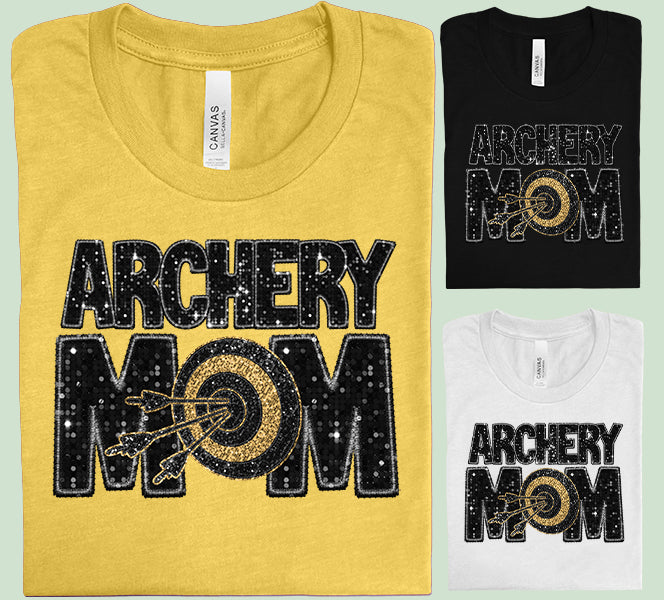 Faux Glitter Archery Mom Graphic Tee