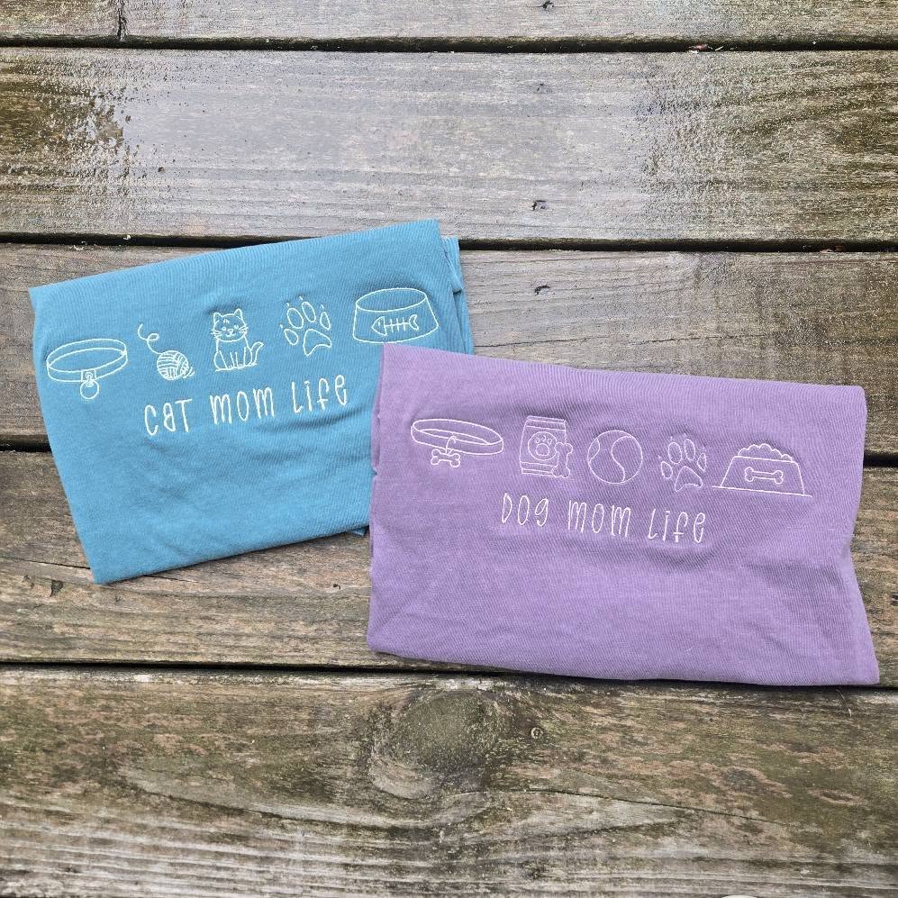 Cat Mom Life Embroidered Shirt