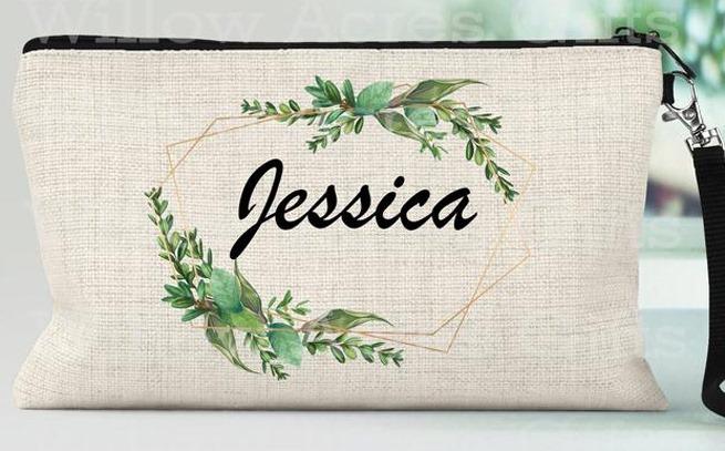 Green Floral Wristlet