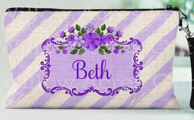 Purple Floral Wristlet