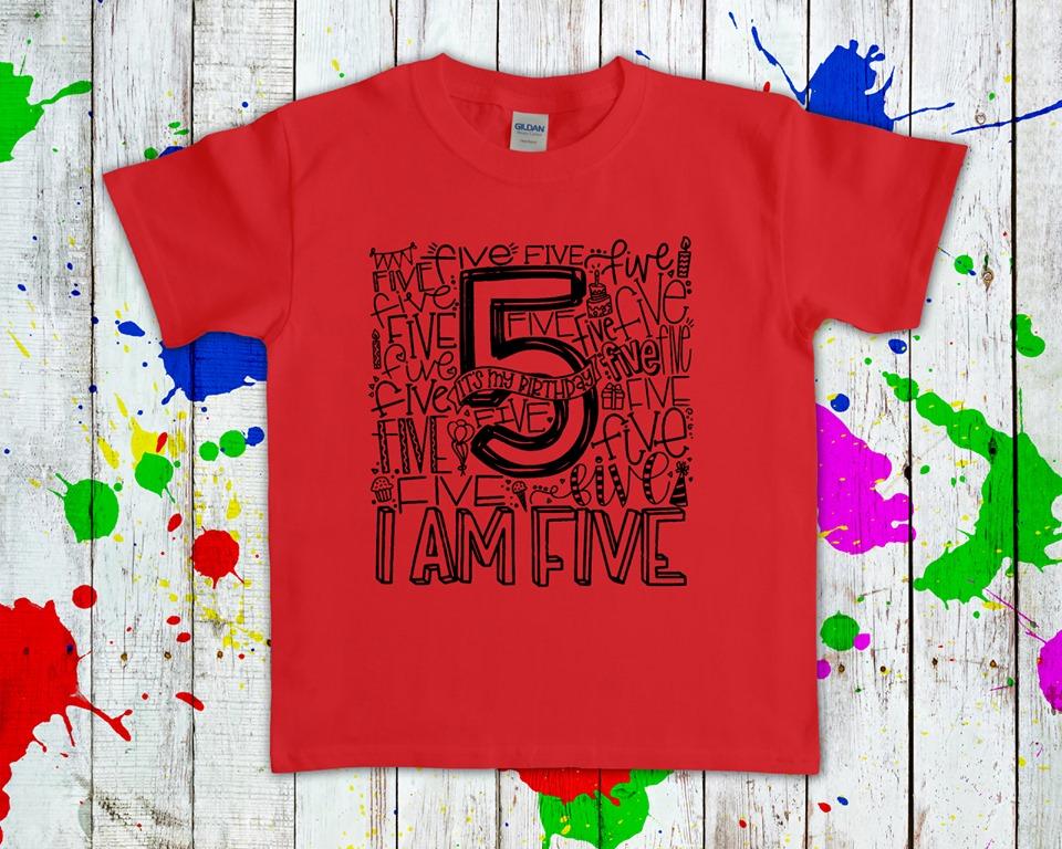 I Am Five Subway Art Graphic Tee Graphic Tee