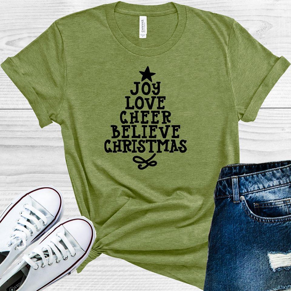 Joy Love Cheer Believe Christmas Graphic Tee Graphic Tee