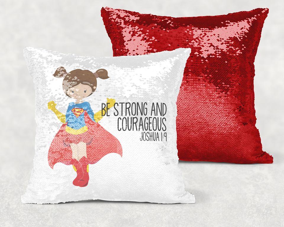 Superhero Sequin Pillow With Personalization