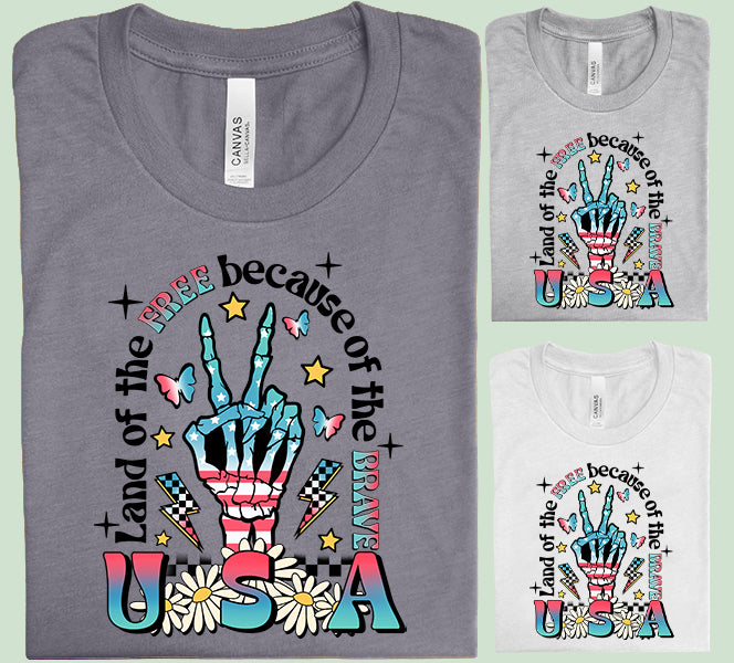 Land of the Free Because of the Brave Graphic Tee
