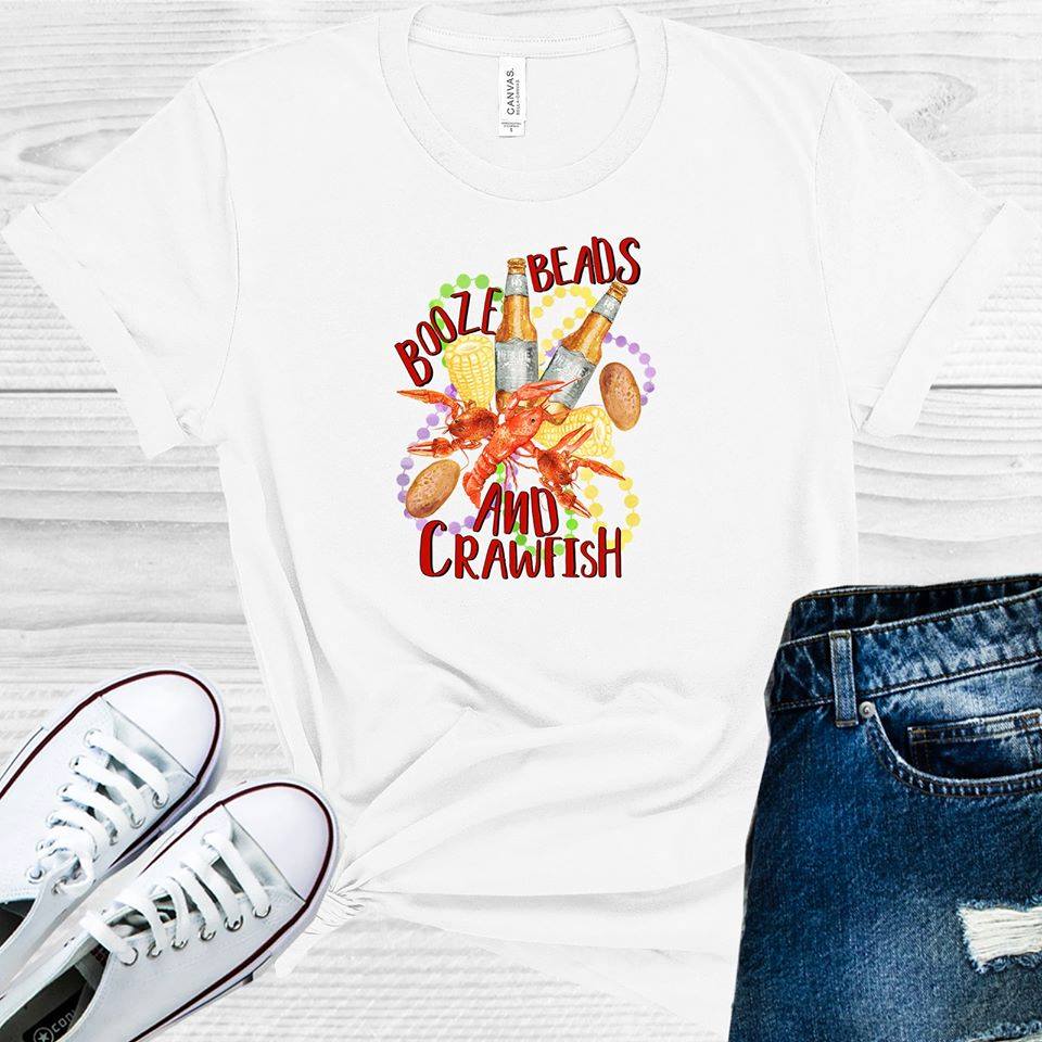 Booze Beads And Crawfish Graphic Tee Graphic Tee