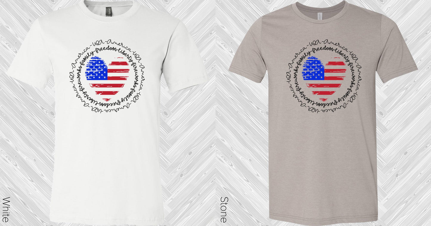 America Flag Heart Graphic Tee Graphic Tee