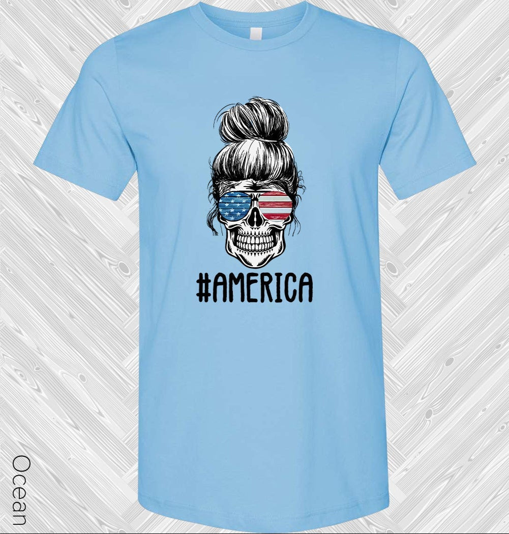 #america Patriotic Skull Graphic Tee Graphic Tee