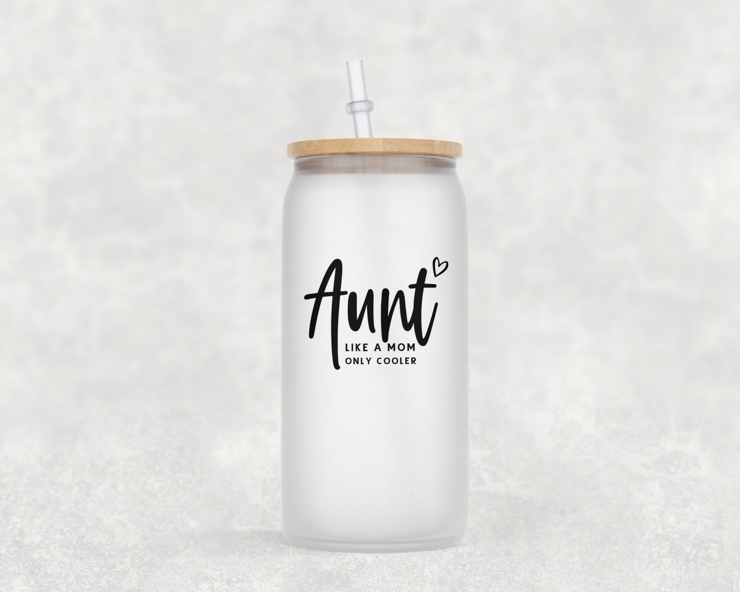 Aunt Like A Mom Only Cooler 16 Oz Glass Can Coffee Mug