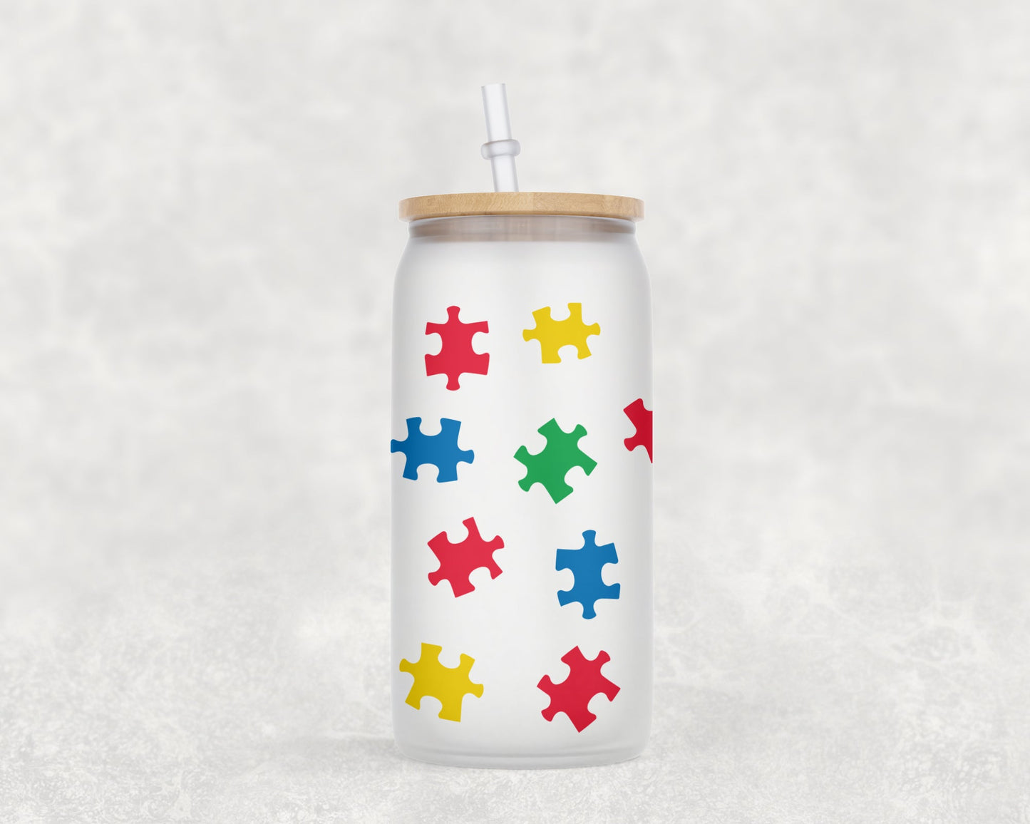Autism Awareness 16 Oz Glass Can Coffee Mug