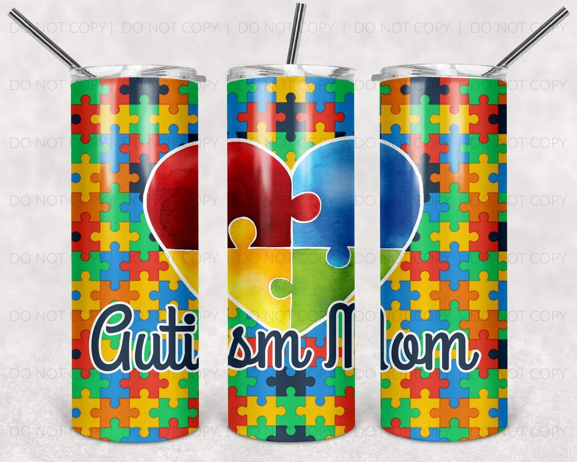 Autism Mom 20 Oz Skinny Tumbler