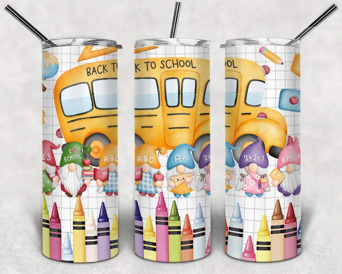 Back To School Gnomes 20 Oz Skinny Tumbler